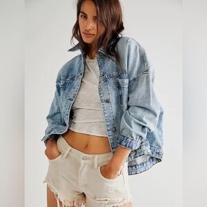 Free People We The Free Oversized Denim Jacket Sz Small